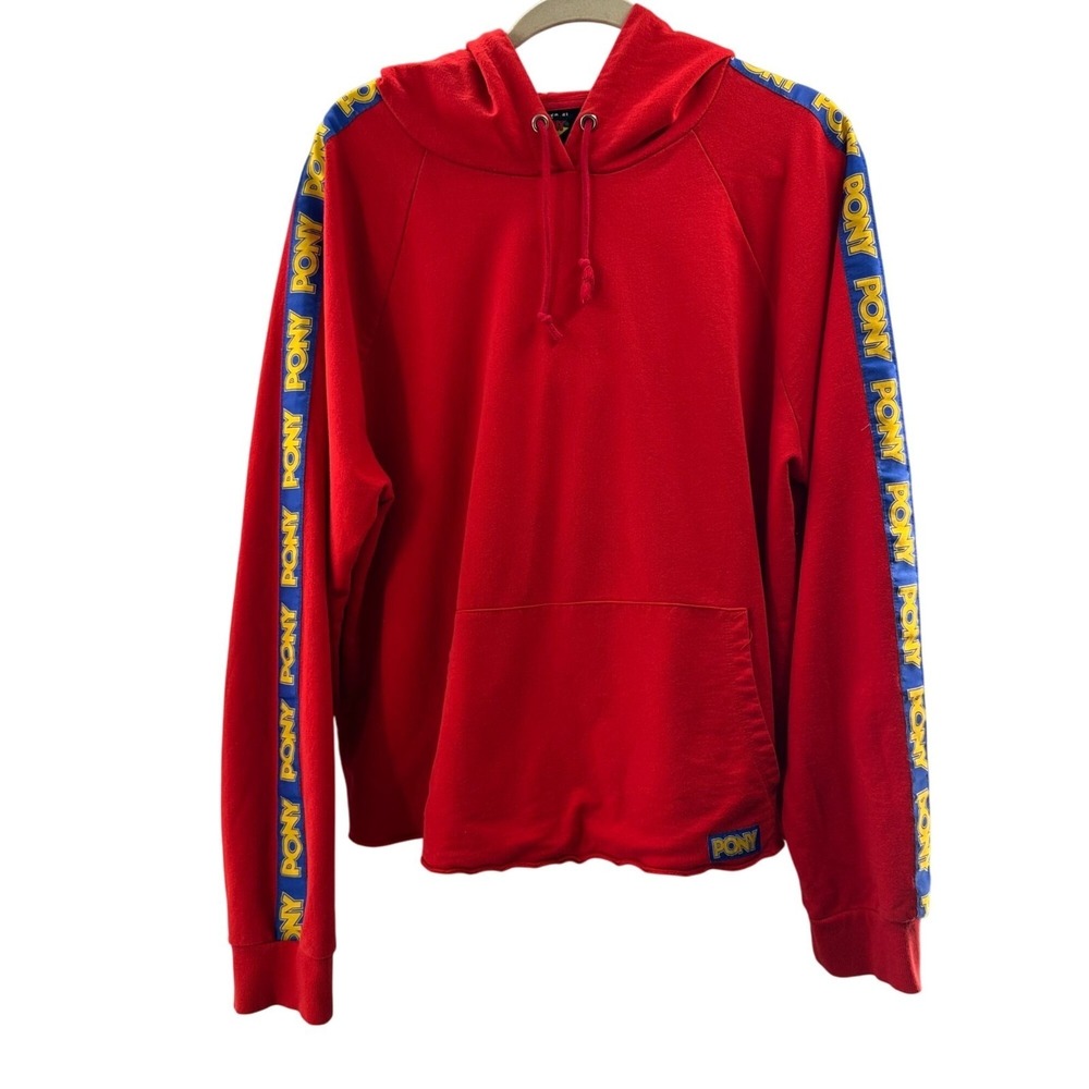 Forever‎ 21 Plus Red Hoodie PONY 3X Logo Cropped Raglan Style Pullover Retro
